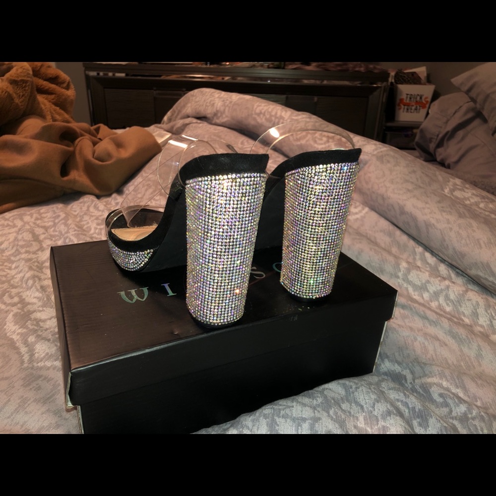 Windsor Clear Rhinestone Heels - Picture 3 of 5